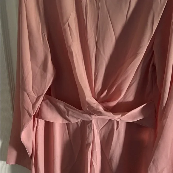 Boohoo Blush Pink Knot Front Woven Culotte Long Sleeve Wide Leg Jumpsuit - Picture 6 of 11